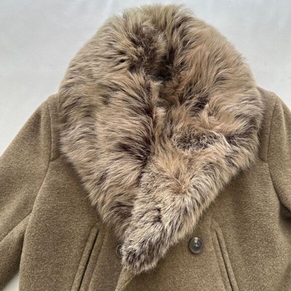 Ralph Lauren Olive Drab Wool Felt Double Breasted Shearling Collar Coat - Picture 7 of 14